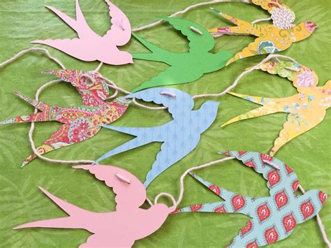 White Swallows Colorful Swallows Garland Pastel Swallows Wedding Party ...