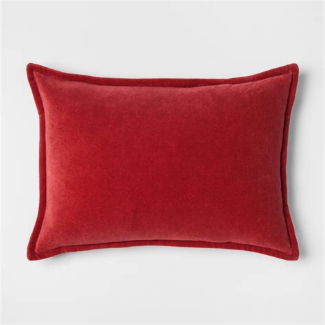 Red Velvet Lumbar Throw Pillow - Threshold | Lumbar throw pillow, Throw ...