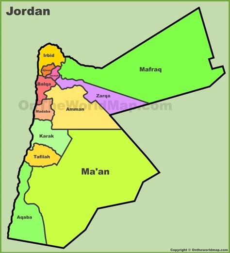 Administrative map of Jordan