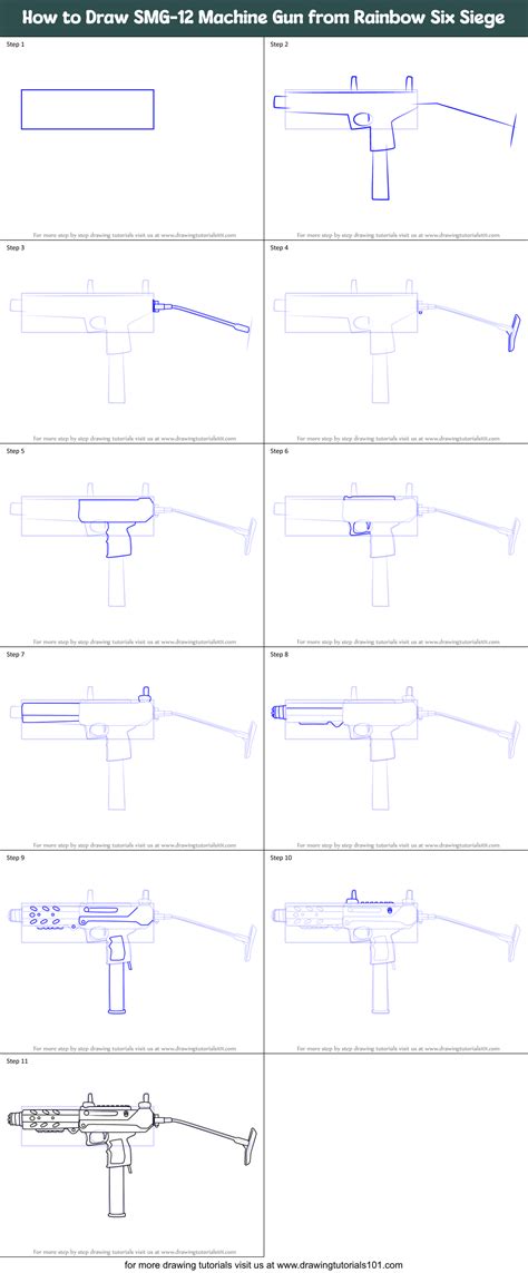 How to Draw SMG-12 Machine Gun from Rainbow Six Siege (Rainbow Six ...