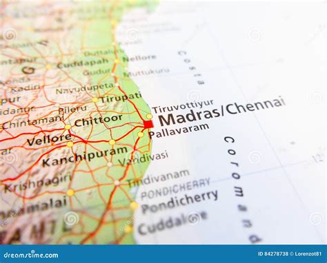 Madras Chennai City Over a Road Map India Stock Photo - Image of roads ...