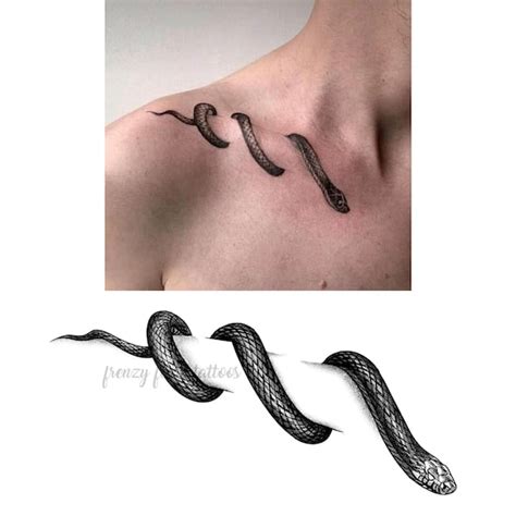 Snake Collarbone Temporary Tattoo. Halloween Tattoos Spooky - Etsy