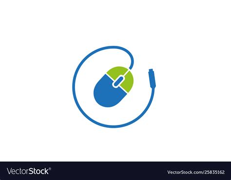 Creative computer mouse cable circle logo design Vector Image