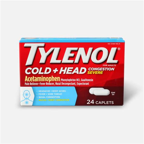 Tylenol Cold + Head Congestion Severe Medicine Caplets, 24 ct.