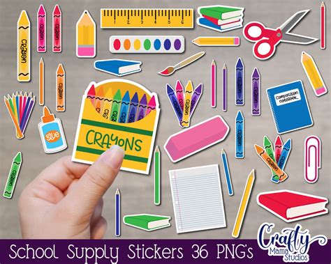 School Supplies, School Supply Sticker Bundle, Kids Stickers - So Fontsy