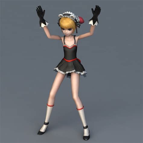 Anime Girl Character Rigged Animated 3d model 3ds Max files free ...