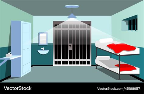 Prison cell interior in cartoon style Royalty Free Vector