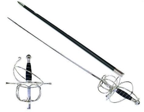 Fancy Rapier Sword 44 Inch Stainless Steel Swept Hilt Hard Scabbard NEW ...