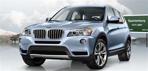 BMW X3 exterior front view blue water metallic color