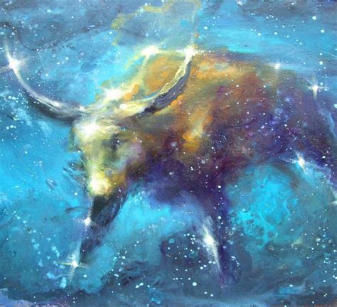 CONSTELLATION TAURUS - Original oil painting, TAURUS Zodiac Star Sign ...