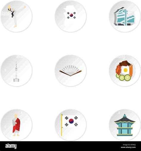 Tourism in South Korea icons set, flat style Stock Vector Image & Art ...