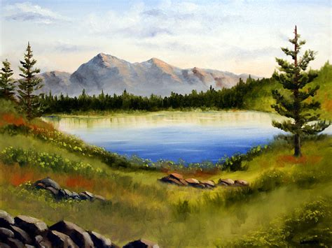 Mountain Lake Landscape Oil Painting Painting by Mark Webster