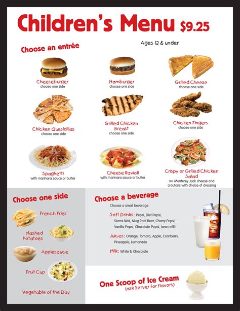 Menu With Prices For Kids To Read