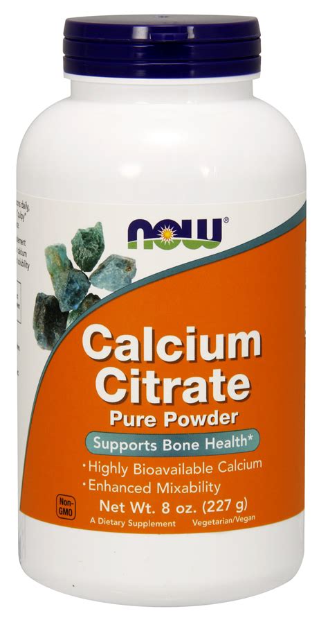 NOW Supplements, Calcium Citrate Powder, Highly Bioavailable Calcium ...