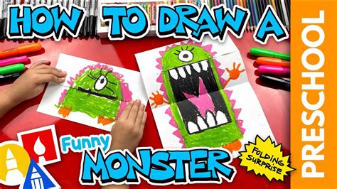 How To Draw A Funny Monster Folding Surprise - Preschool - YouTube