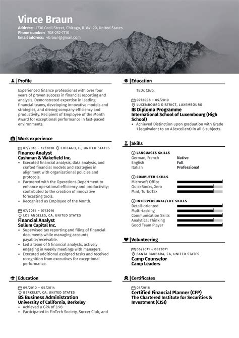 Financial Analyst Resume Template | Kickresume