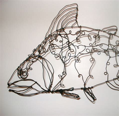 Salmon-wire Drawing Sculpture Art - Etsy