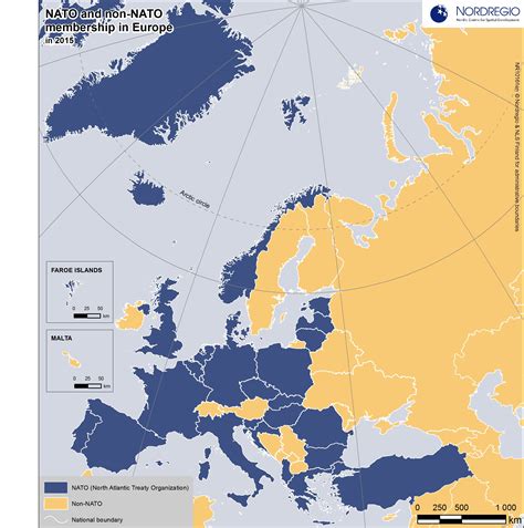 NATO and non-NATO membership in Europe in 2015 | Nordregio