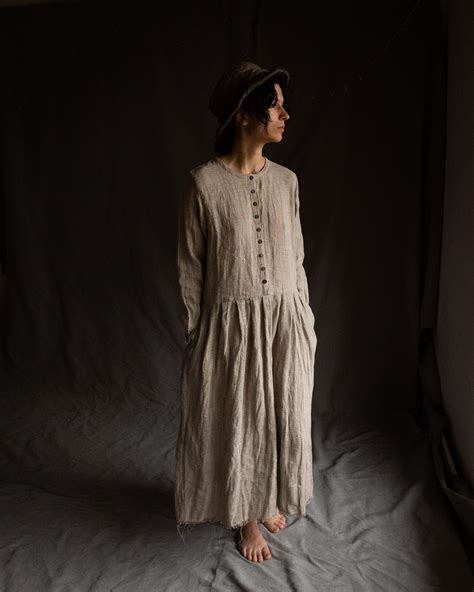 Sackcloth Linen Dress POEM. Linen Women's Clothing Undyed - Etsy UK