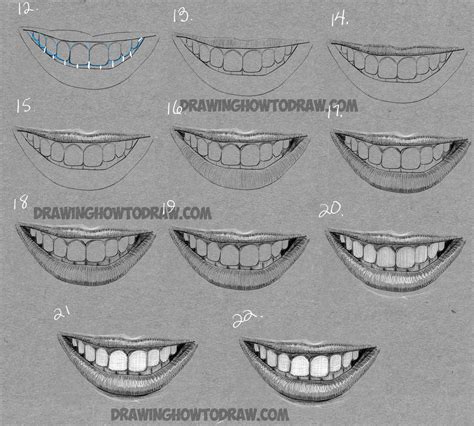 How to Draw a Mouth Full of Teeth : Drawing a Smiling Mouth and Teeth ...