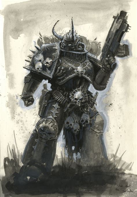 Chaos Space Marine | Warhammer 40k artwork, Space marine art, Warhammer