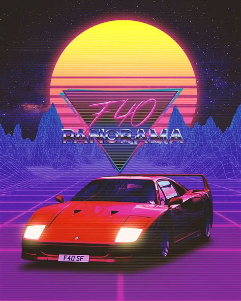 Ferrari F40, retro, 80s, sun, vaporwave HD phone wallpaper | Pxfuel