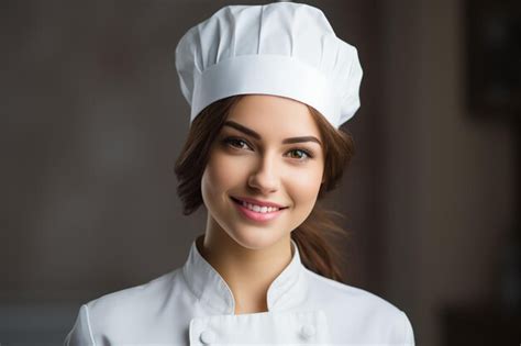 Premium AI Image | Happy Woman Chef in a White Uniform and Hat