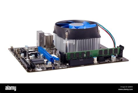 Computer motherboard with CPU cooler Stock Photo - Alamy