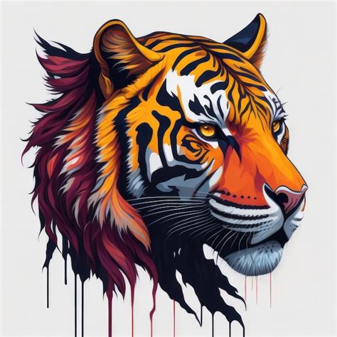 Premium AI Image | A tiger with a black and orange face is shown.