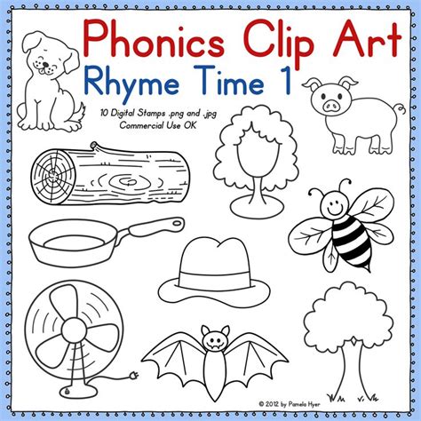 Phonics Clip Art: Rhyme Time 1 | Phonics, Clip art, Rhyming words