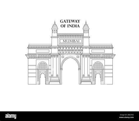 India, Mumbai city. Indian gateway famous landmark. Travel Asia icon ...