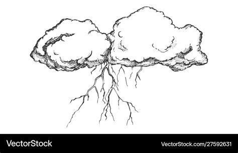 Storm cloud with flash lightning monochrome Vector Image