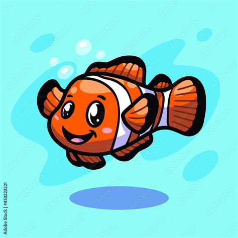 Cute clown fish nemo mascot illustration design Stock Vector | Adobe Stock