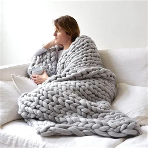 Thick Knitted Blanket Warm Decorative Thread Blanket Crochet in Winter ...