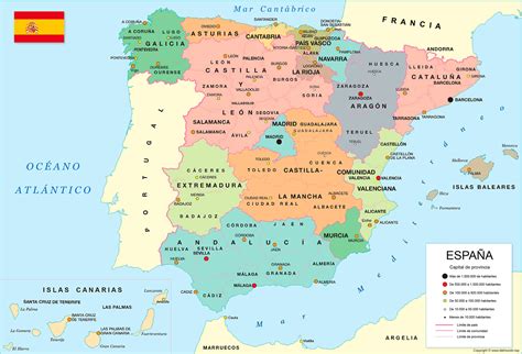 Mapa de España: Provincias y Comunidades (Político y Físico)