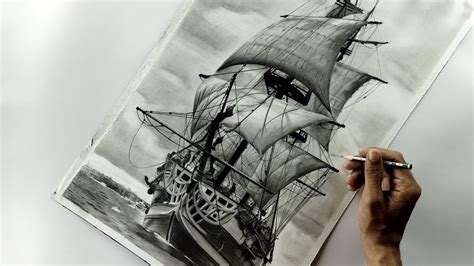 Pencil Drawing - A 'Ship' Realistic Drawing. - YouTube