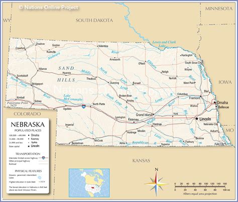 Nebraska location on the U.S. Map ~ mapvalley