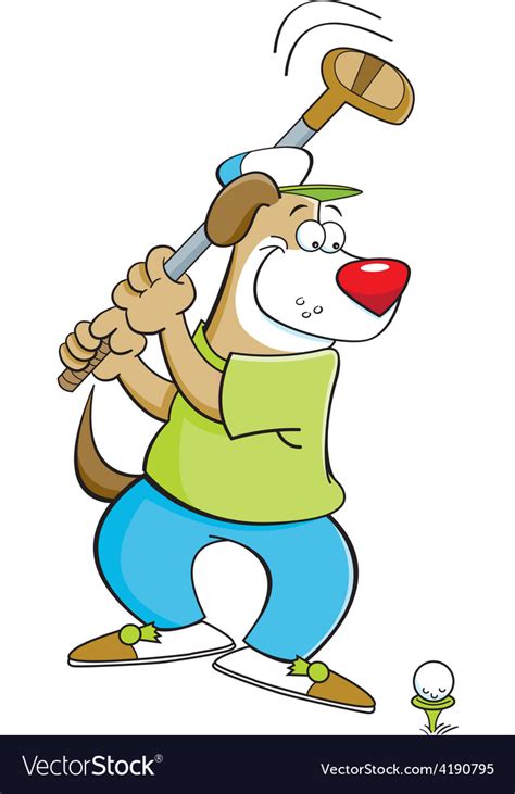 Cartoon dog playing golf Royalty Free Vector Image