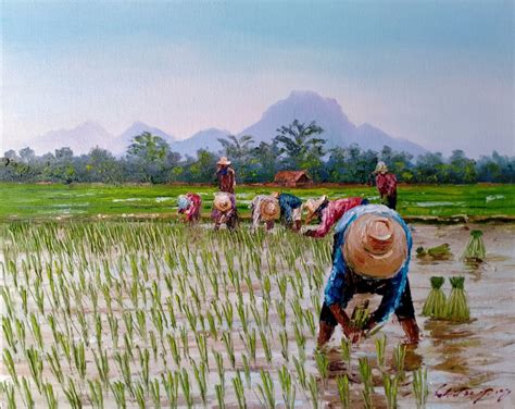 Famous Rice Field Art Paintings For Sale | Royal Thai Art