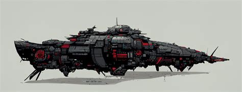 ArtStation - Aztec Sci-fi Battleship - Black and Red - Concept