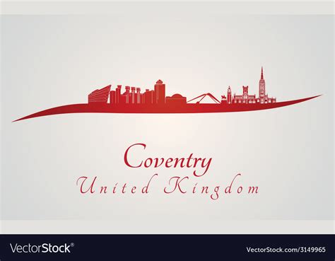 Coventry skyline in red Royalty Free Vector Image