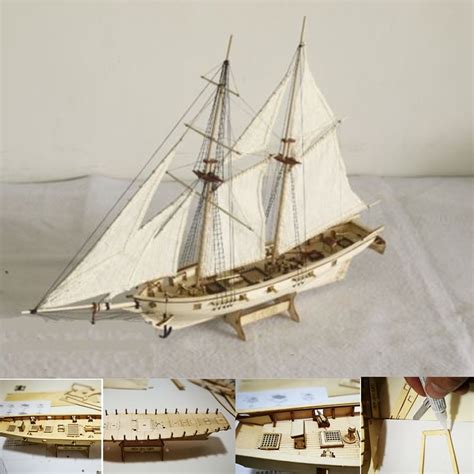 DIY Ship Assembly Model Kits Wooden Sailing Boat Scale Model Decoration ...