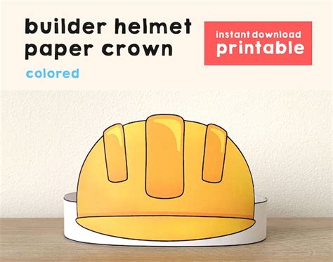 Construction Worker Builder Helmet Paper Crown Party Printable | Etsy