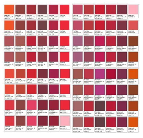 Pantone color chart, Red colour palette, Pantone red