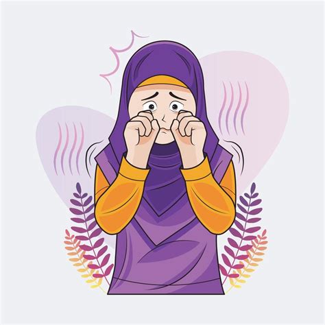 Sad Hijab little girl vector illustration pro download 12663855 Vector ...