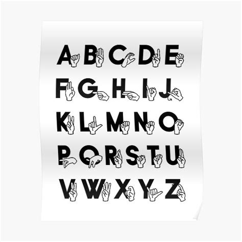 "ASL Sign Language Alphabet - Black" Poster for Sale by debiwennekes ...