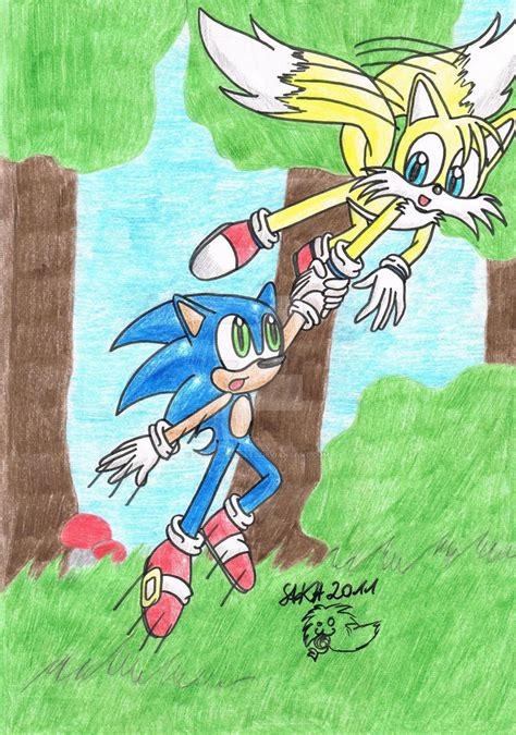 Tails saves Sonic-Sonic 20 Years Art 1 by Teriko-Bubbles on DeviantArt