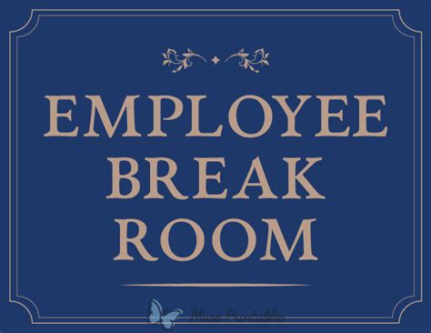 Printable Employee Break Room Sign