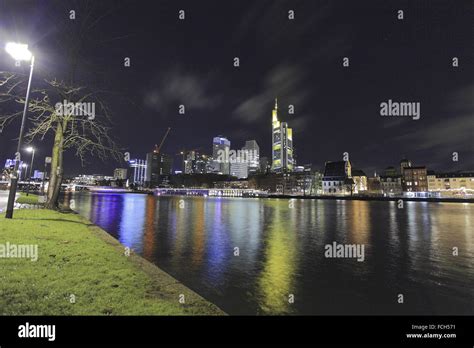 Frankfurt skyline by night Stock Photo - Alamy