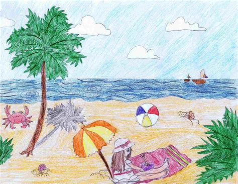 Beach Drawing Images at PaintingValley.com | Explore collection of ...